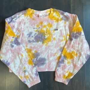 Vans Women's Tie-Dye Cropped Sweatshirt Pink, Yellow, Purple Size Large